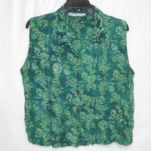 2 for $15 Tropical Earth Tones Island Wear Green Crop Sleeveless Top Size Large